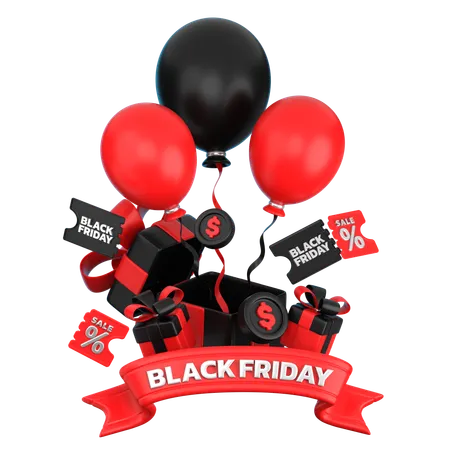 Black Friday Balloon  3D Icon