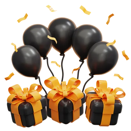 Black Friday Balloons  3D Icon