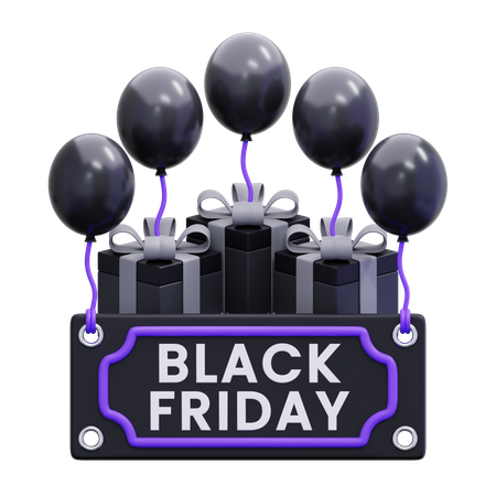 Black Friday Balloons  3D Icon