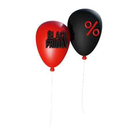 Black Friday Balloons  3D Icon