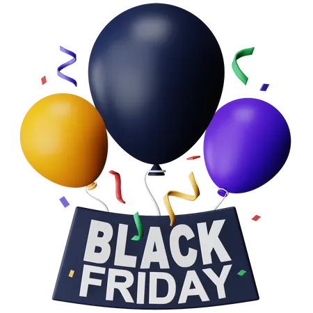 Black Friday Balloons  3D Icon