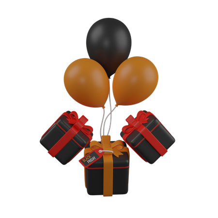 Black Friday Balloons  3D Icon