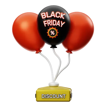 Black Friday Balloons  3D Illustration