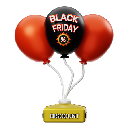 Black Friday Balloons  3D Illustration