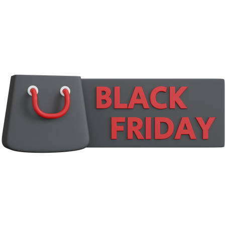 Black Friday Banner With Shopping Bag  3D Icon