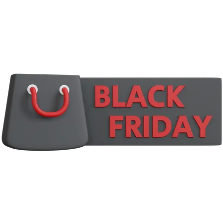 Black Friday Banner With Shopping Bag  3D Icon