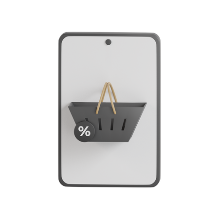 Black Friday Basket With Phone  3D Icon