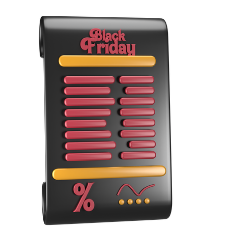 Black Friday Bill  3D Icon