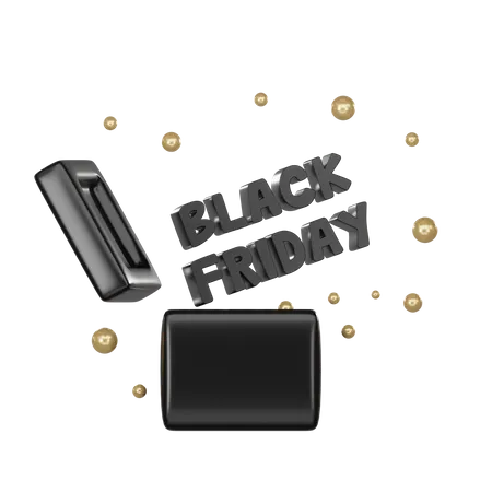 3 D Render Black Gift Boxes With Black Friday Text 3D Icon