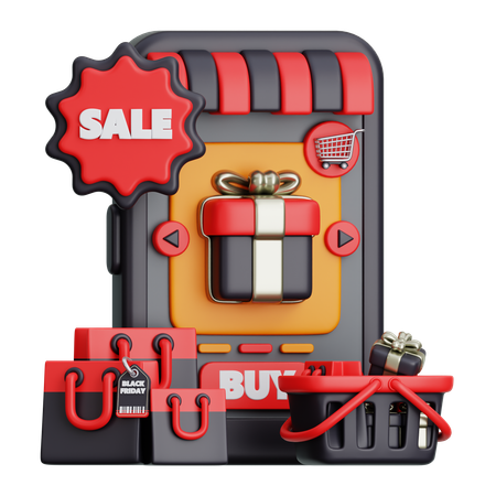 Black Friday Buy Gift On a Smartphone  3D Icon