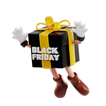 Personnage de cadeau du vendredi noir  3D Illustration