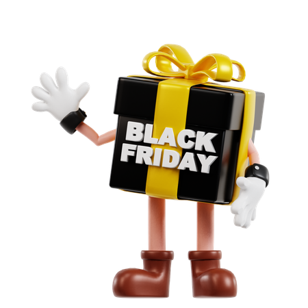 Personnage de cadeau du vendredi noir tissé à la main  3D Illustration
