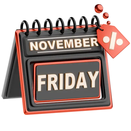 Black Friday Calendar  3D Icon