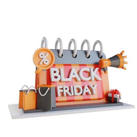 3 D Illustration Black Friday Calendar Discount 3D Icon