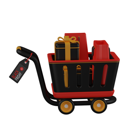 Black Friday Cart  3D Icon