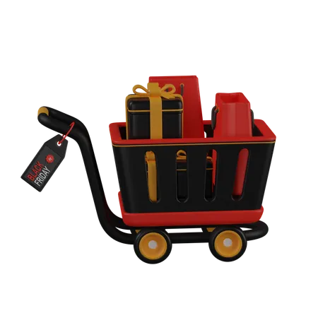 Black Friday Cart  3D Icon