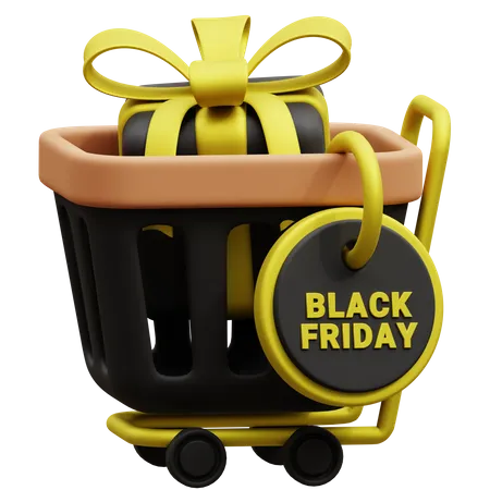 Black Friday Cart  3D Icon