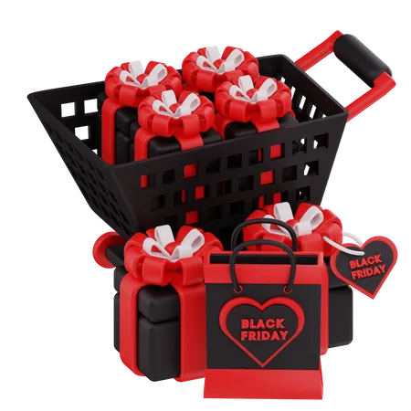 Black Friday Cart  3D Icon