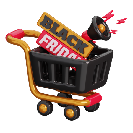 Black Friday Cart  3D Icon