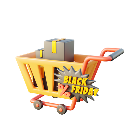 Black Friday Cart 3D Icon