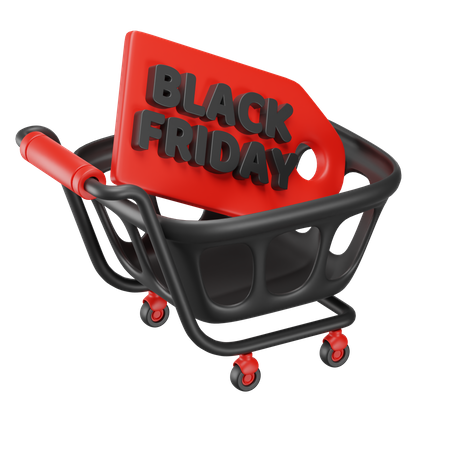 Black Friday cart  3D Icon