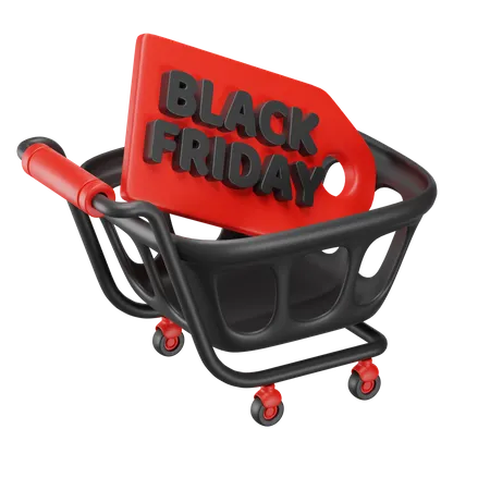 Black Friday cart  3D Icon