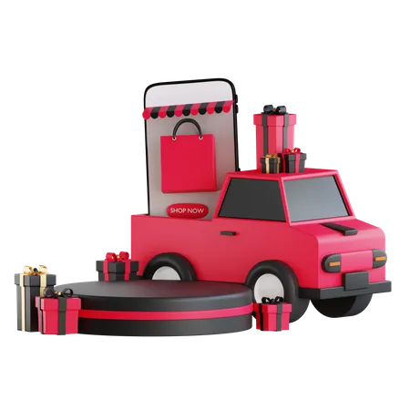 Black friday delivery service  3D Illustration