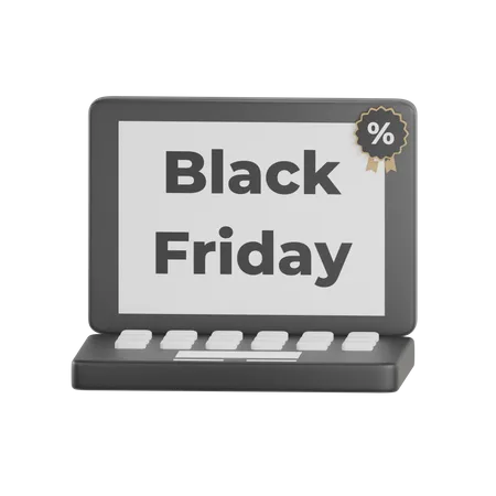 3 D Black Friday Laptop 3D Icon