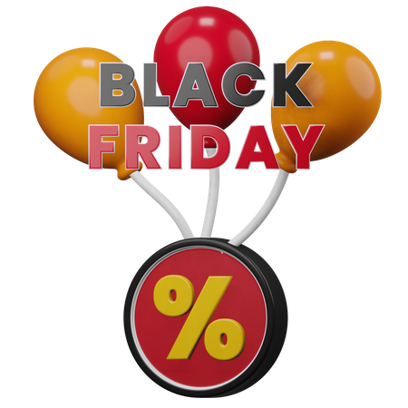 Black Friday Discount Balloons 3D Illustration