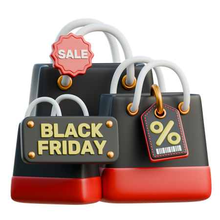 Einkaufstüten am Black Friday  3D Icon