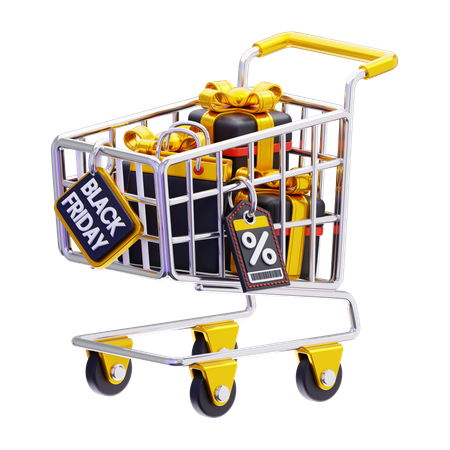 Einkaufswagen am Black Friday  3D Icon