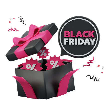 Black Friday Gift Box  3D Icon