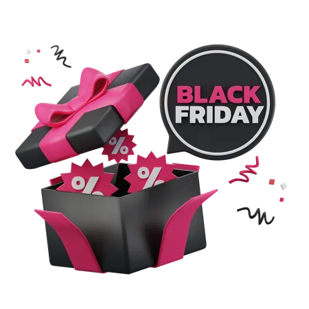 Black Friday Gift Box  3D Icon