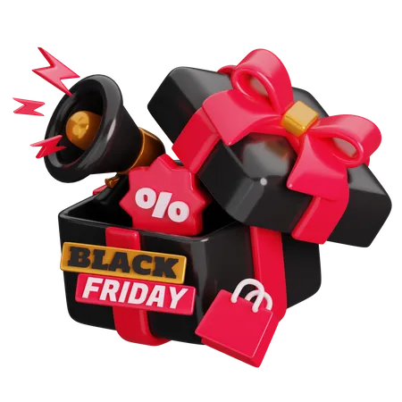 Black Friday Gift Box  3D Icon