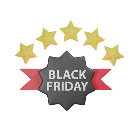 Black Friday Label With 5 Stars  3D Icon