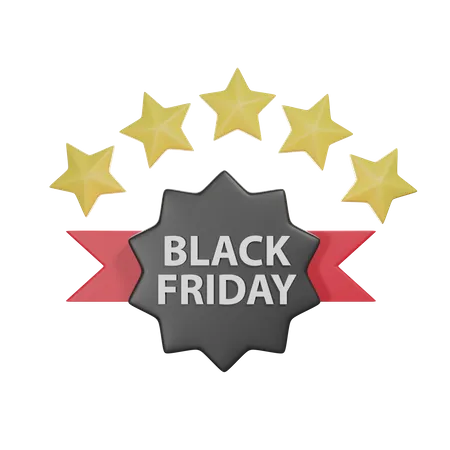 Black Friday Label With 5 Stars  3D Icon