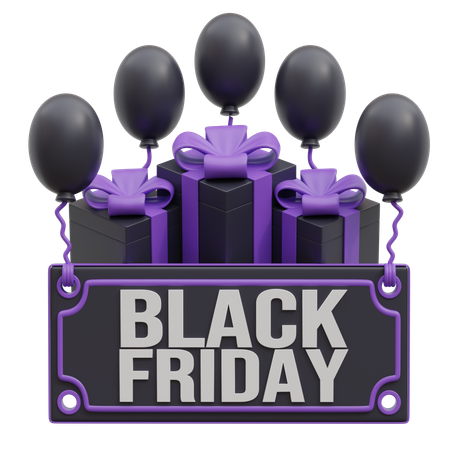 Black Friday Luftballons und Geschenk  3D Icon