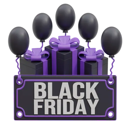 Black Friday Luftballons und Geschenk  3D Icon