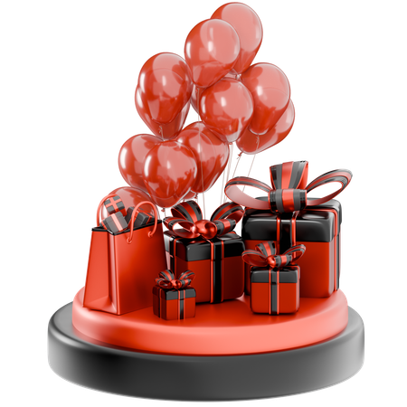 Black Friday Luftballons und Geschenke  3D Icon