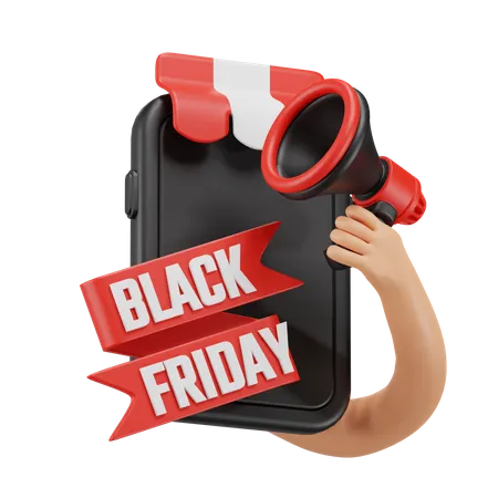 Announcing Black Friday With A Megaphone 3D Icon