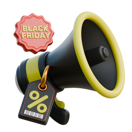 Black Friday Megaphone  3D Icon