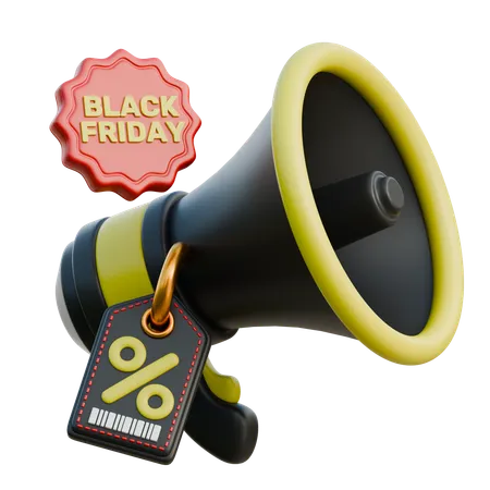 Black Friday Megaphone  3D Icon