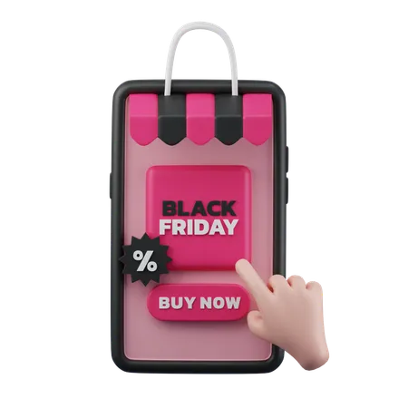 Black Friday online shopping 3d icon  3D Icon