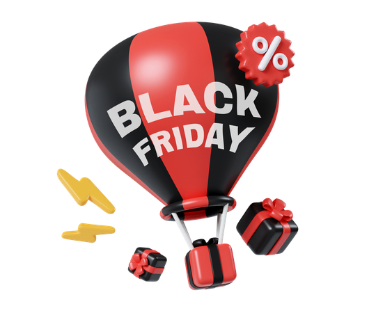 Black Friday Parachute  3D Icon