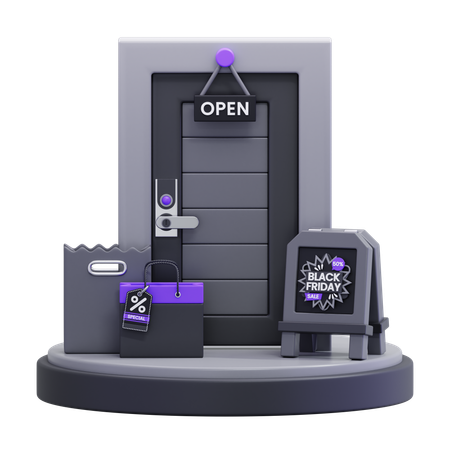 Porta da loja black friday  3D Icon