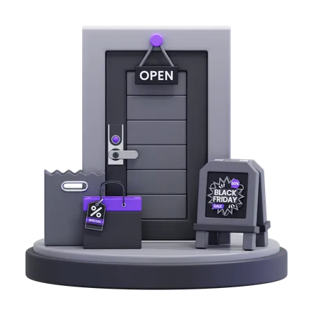 Porta da loja black friday  3D Icon