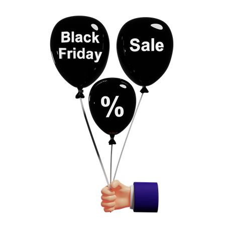 Black Friday Rabattballon  3D Illustration