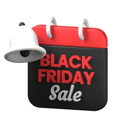 Black Friday Sale Calendar Event Notification Bell Social Media Campaign Promotion 3 D Icon Illustration Design 3D Icon