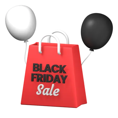 Shopping Bag With Balloon For Black Friday Sale Promotion 3 D Icon Illustration Design 3D Icon