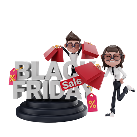 Black Friday Sale 3D Illustration
